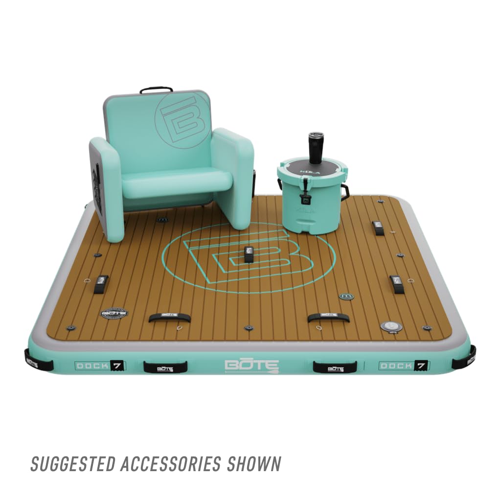BOTE Dock 7 Foot Inflatable Lake Float for Adults Floating Island Raft for Pool Boat Lake & Beach Family Kids Adult Friendly Size 7' x 7' MAGNEPod Compatible Multiple Colors